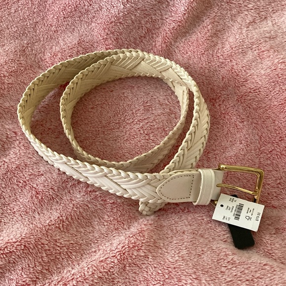 J. Crew White Braided Belt with Gold Buckle - Picture 1 of 5